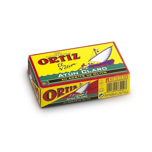 Atún claro Ortiz en aceite de oliva. Lata 110 gr